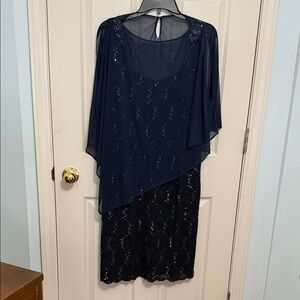Elegant Asymmetrical Navy Sequin Dress